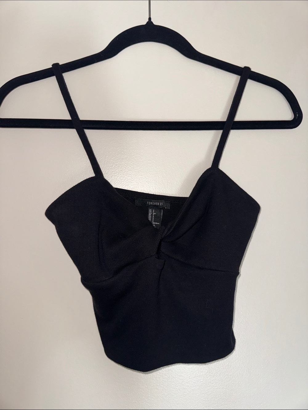 Forever 21 Black Twist-Detail Spaghetti Strap Cami cropped top - Going Out Top